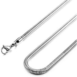 MOWOM 4.0mm Wide Silver Color Mens Chain Necklace for Women Boys Kids Water Resistant Stainless Steel Snake Men Necklace Chain Link Necklace Thin (14-40 Inches Long)