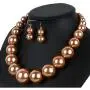 HSQYJ Simple Large Big Simulated Pearl Statement Necklace Earring Set Faux Big Pearl Choker Drop Dangle Hook Earring Fashion Costume Jewelry for Girl Women Lady