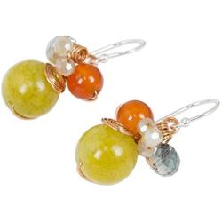 NOVICA Multi-Gem Quartz .925 Sterling Silver Beaded Earrings Citron Bubbles