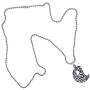 OhDeal4U Cat Jewelry Celtic Crescent Moon Star Pentacle Pentagram Magic Wiccan Wicca Pagan Witch Protection Amulet Mens Womens Pewter Pendant Charm Necklace for Men Women Girls Silver Ball Chain