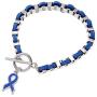 FM FM42 Blue Ribbon Simulated Leather Toggle Clasp Link Bracelet 7.87'' Length ZB1118