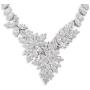 JanKuo Jewelry Rhodium Plated Prom Bridal Floral Graduated Marquise CZ Necklace Earrings Jewelry Set, 17''