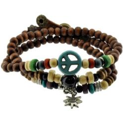 Mandala Crafts Peace Symbol Wood Beads Wrap Bracelet/Zen Bracelet/Multi-Layer Wristband/Surf Bracelet #329