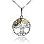 Multicolor Amber Sterling Silver Lucky Tree Pendant Necklace Chain 18''