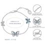 SISMIURRA Butterfly Link Bracelet 18K White Gold Plated Cubic Zirconia Chain Bracelet Birthday jewelry Gift for Women