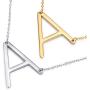 nichowy 2PCS 18K Gold Plated Necklace A-Z Large Letter Pendant Sideways Initial Monogram Necklace for Women and Girls Personalized Jewelry White/Gold Set Stainless Steel