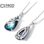T400 Jewelers Tree of Life Leaves Waterdrop Necklace with Blue/Purle Crystal Jewelry for Women Birthday Gift