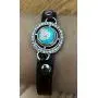 Mini Snap Jewelry Brown Rhinestone Halo Magnetic Leather Bracelet Holds 12mm Snaps