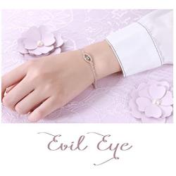925 Sterling Silver Blue Evil Eye Double Strand Bracelet Necklace Stud Earrings Jewelry for Women Girls Ladies