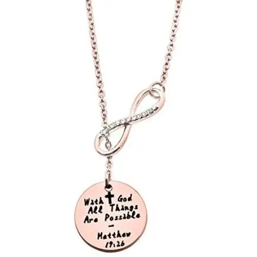WUSUANED with God All Things are Possible Infinity Cross Necklace Bracelet Religious Jewelry Inspirational Gift WUSUANED with God All Things are Possible Infinity Cross Necklace Bracelet Religious Jewelry Inspirational Gift