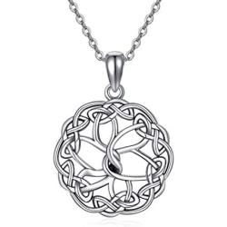 PYTALI 925 Stealing Sliver Celtic Knot Necklace Good Luck Oxidized Pendant Necklace,Gift for Women Girl 18''+2 Chain