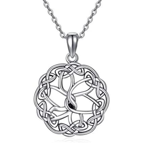 PYTALI 925 Stealing Sliver Celtic Knot Necklace Good Luck Oxidized Pendant Necklace,Gift for Women Girl 18''+2 Chain