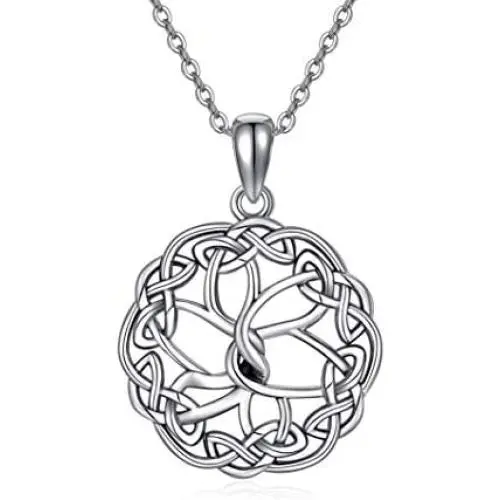 PYTALI 925 Stealing Sliver Celtic Knot Necklace Good Luck Oxidized Pendant Necklace,Gift for Women Girl 18''+2 Chain PYTALI 925 Stealing Sliver Celtic Knot Necklace Good Luck Oxidized Pendant Necklace,Gift for Women Girl 18''+2 Chain
