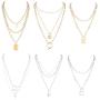 Thunaraz 6Pcs Lock Chain Necklace Statement Lock Pendant Necklace Punk Chunky Rose Gold Silver Egirl Eboy Long Multilayer Chains