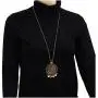 Ethnic Antique Gold Silver Big Round Multicircle Carving CZ Bohemian Pendant Long Sweater Necklace Ethnic Antique Gold Silver Big Round Multicircle Carving CZ Bohemian Pendant Long Sweater Necklace