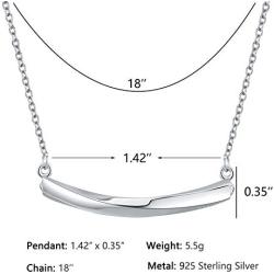 Balance Tube Bar Necklace,Sterling Silver Bar Pendant 18'' chain,Dainty Geometric Horizontal Necklace for Women Men,Stick Charm Minimalist Bar Jewelry Birthday Gift(with gift box)