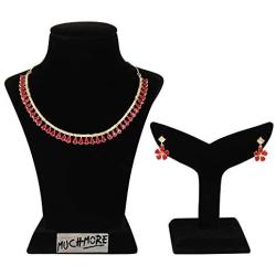 MUCH-MORE Indian Bollywood Zircon & Crystal Stone Fashion Traditional Necklace Set