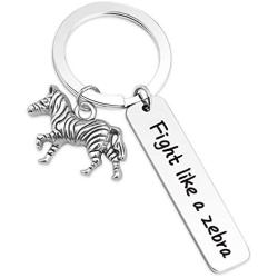 Ribukat Inspirational Gifts Encouragement Awareness Anti-Cancer Gift Cancer Keychain Fight Like A Zebra Keyring