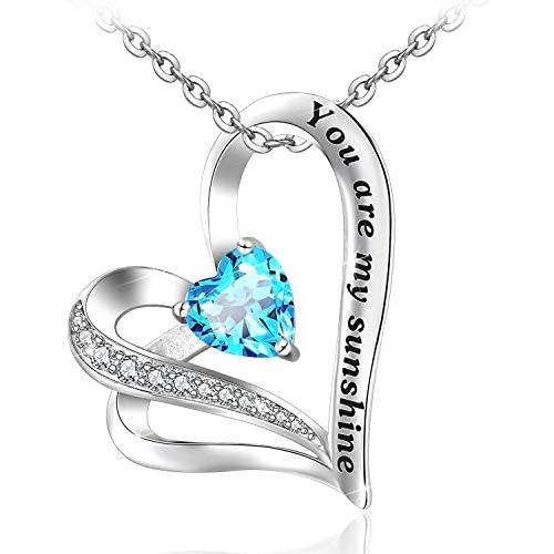 Heart Necklace for Women S925 Sterling Silver You are My Sunshine Heart Pendant Necklaces Gifts Jewelry for Women Girls
