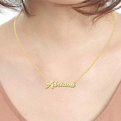 LoEnMe Jewelry Ashton Name Necklace Custom Personalized in Gold Plate Gift for Women Girls Couple