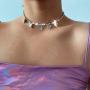LuckyHouse Tennis Link Rhinestone Chain Butterfly Necklace for Women Silver Iced Out Zirconia Bling Butterfly Pendent Hip Hop Choker Necklace Jewelry Girls