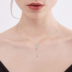 Waysles Heart Pendant Necklace for Women I Love You Rose Flower Opal Necklaces Gifts for Girlfriend Her