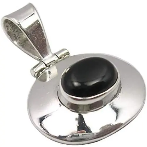 SilverStarJewel Solid Sterling Silver Natural Black Onyx Pendant 1.1'' Jewelery Gift SilverStarJewel Solid Sterling Silver Natural Black Onyx Pendant 1.1'' Jewelery Gift