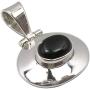 SilverStarJewel Solid Sterling Silver Natural Black Onyx Pendant 1.1'' Jewelery Gift