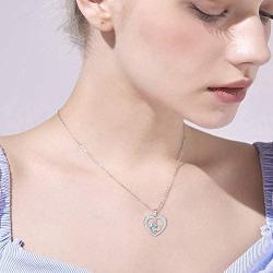 Distance Heart Necklace for Women 925 Sterling Silver 18k Moon Heart Pendants for Girlfriend Wife Mother Sister Necklaces Jewelry for Christmas Valentines Day
