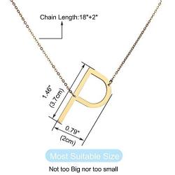 ETHOON Sideways Initial Necklace Gold Filled Stainless Steel Alphabet Personalized Necklace Name Jewelry A-Z Chain 17''+2''