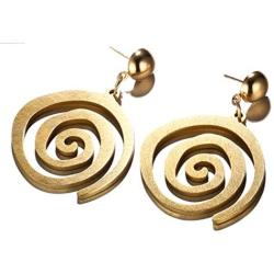 Blazing Autumn Earrings/Gold Spiral Stainless Steel Dangle Drop Earrings Fashion Jewelry