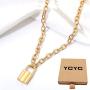 Multilayer Lock Pendant Necklace Layered Long Chain Key Padlock Necklaces Personalized Jewelry for Women Girls Boys Men