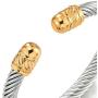 COOLSTEELANDBEYOND Elastic Adjustable Stainless Steel Twisted Cable Cuff Bangle Bracelet for Men Women