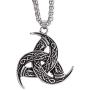 HAQUIL Triple Horn of Odin Necklace, Viking Horn Triskelion Pendant with Wheat Chain, Viking Jewelry Gift