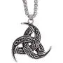 HAQUIL Triple Horn of Odin Necklace, Viking Horn Triskelion Pendant with Wheat Chain, Viking Jewelry Gift HAQUIL Triple Horn of Odin Necklace, Viking Horn Triskelion Pendant with Wheat Chain, Viking Jewelry Gift
