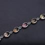 QITIAN 925 Sterling Silver Bracelet - 4.38Ct Oval Mixed Bracelet Birthstone Bracelet Nature Tourmaline Bracelet Christmas Gift For Women Girls, Chain Length 6.7''+1.2'' Extend