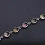QITIAN 925 Sterling Silver Bracelet - 4.38Ct Oval Mixed Bracelet Birthstone Bracelet Nature Tourmaline Bracelet Christmas Gift For Women Girls, Chain Length 6.7''+1.2'' Extend