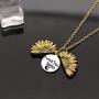 CAROMAY Sunflower Pendant Necklace I Love You 3000 Neck Lace Valentines Day Women Men Jewelry