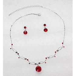 Faship Gorgeous Swarovski Rhinestone Crystal Floral Necklace Earrings Set