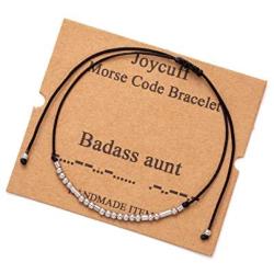 Inspirational Morse Code Encouragement Bracelets for Women Funny Jewelry Gifts for Teen Girls Daughter Sister Best Friend Friendship Adjustable Dainty Silk Beaded Wrap Bracelet
