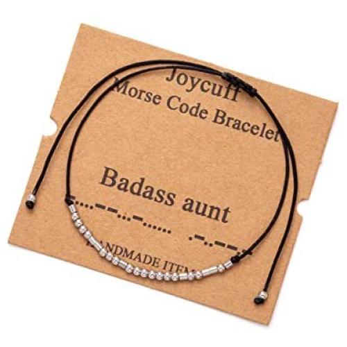 Inspirational Morse Code Encouragement Bracelets for Women Funny Jewelry Gifts for Teen Girls Daughter Sister Best Friend Friendship Adjustable Dainty Silk Beaded Wrap Bracelet