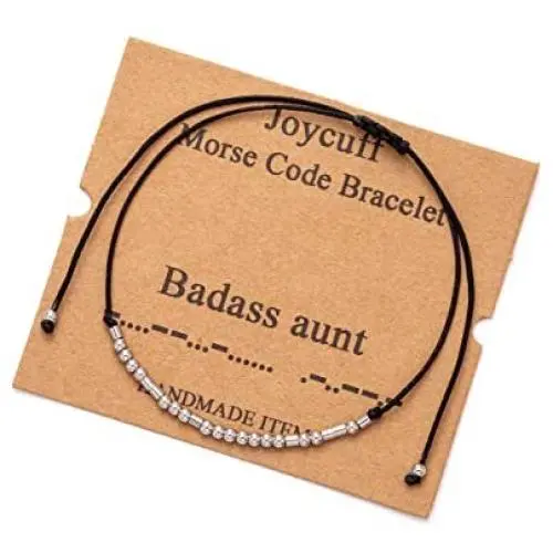 Inspirational Morse Code Encouragement Bracelets for Women Funny Jewelry Gifts for Teen Girls Daughter Sister Best Friend Friendship Adjustable Dainty Silk Beaded Wrap Bracelet