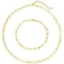 IS ISAACSONG Statement 14k Gold Plated 4mm Thick Oval Chain Link Choker Collar Necklaces and Link Chain Bracelets Chunky Gold Jewelry Set for Women
