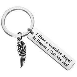 FOTAP Dad Memorial Gift I Have a Guardian Angel in Heaven I Call Him Dad Keychain Loss of a Dad Memorial Keychain Memorial Guardian Angel Gift Remembrance Gift