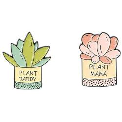 Gillna Cartoon Plant Brooch Pin Sets 2 Pieces Letter Enamel Brooch Pins Creative Cute Enamel Lapel Pin for Clothes Bags Backpack Jewelry DIY Accessories