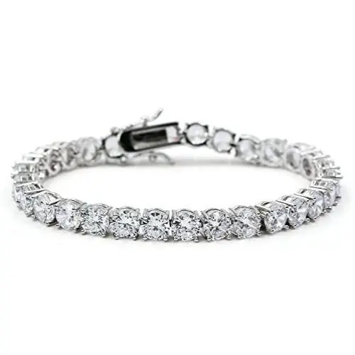 JINAO 1 Row AAA Gold Silver All Iced Out Tennis Bling Lab Simulated Diamond Bracelet JINAO 1 Row AAA Gold Silver All Iced Out Tennis Bling Lab Simulated Diamond Bracelet