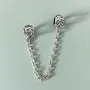 ABAOLA Heart Safety Chain Charm 925 Sterling Silver Beads fit Pandora Charms Bracelet & Necklace