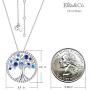 Sterling Silver Tree of Life Necklace Earrings Set March Birthstone Aquamarine Blue Sapphire Jewelry for Women Anniversary Birthday Gifts