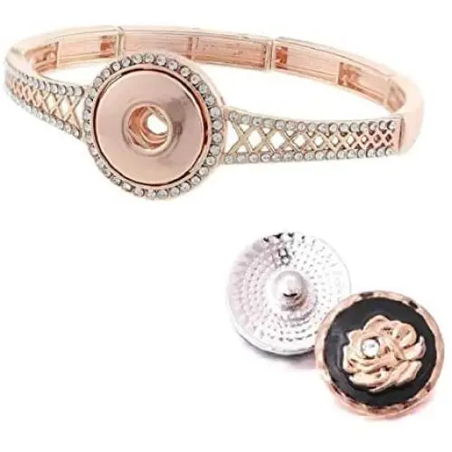 Rose Gold Snap Charm Bracelet with 18mm Flower Snap