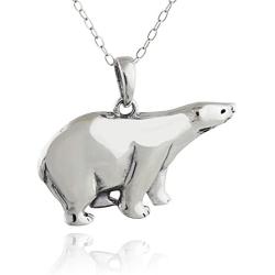 FashionJunkie4Life Sterling Silver Polar Bear Pendant Necklace, 18'' Chain